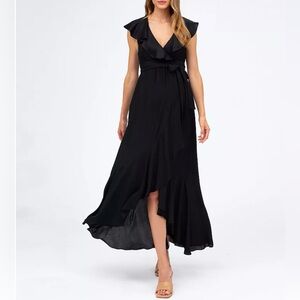 NEW Pietro Brunelli Maternity DOROTHEA Black Maternity High Low Dress Ruffles XS